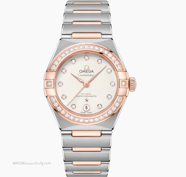 Omega Constellation 29mm rose gold diamond bezel ladies automatic