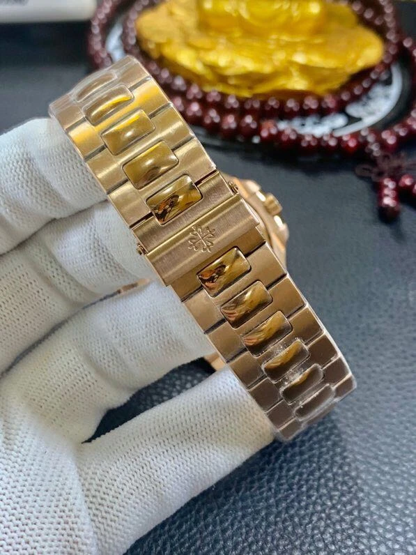百達翡麗18K金錶鸚鵡螺機械複刻錶真金不掉色男士腕錶帶證書錶扣圖